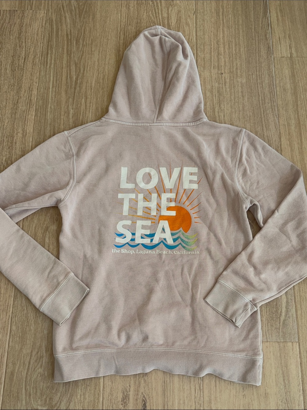 The Shop Laguna Besch LOVE THE SEA Graphic Hoodie in Light Mauve size small